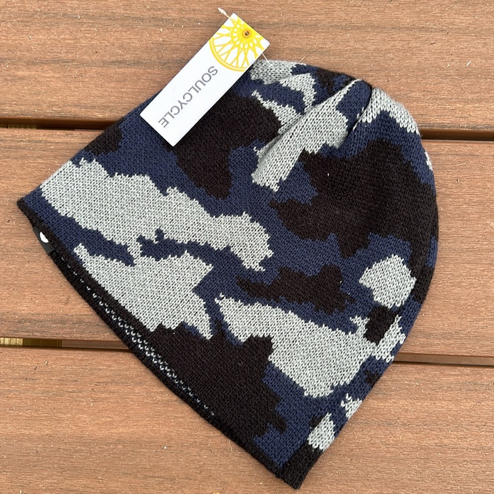 NWT SoulCycle Navy Camo Beanie